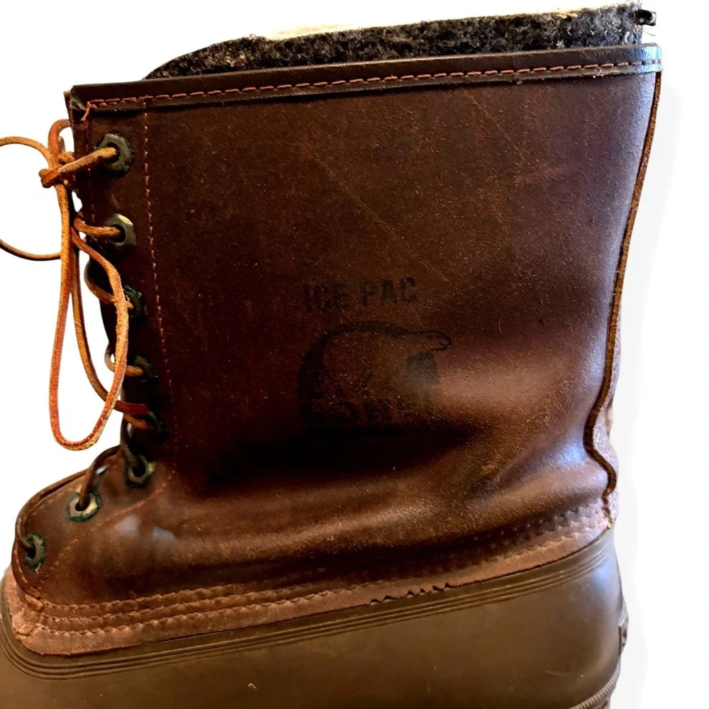 Sorel Mens Ice Pac Brown Insulated Winter Duck‎ Boots 13 Made in Canada Outdoors